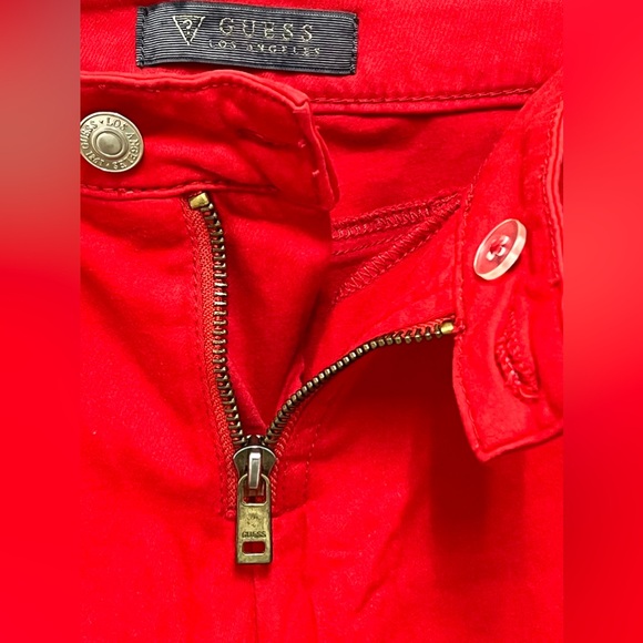Guess Women's Red Stretchy Ankle Pants Cotton Rayon Size 28 - Picture 6 of 11